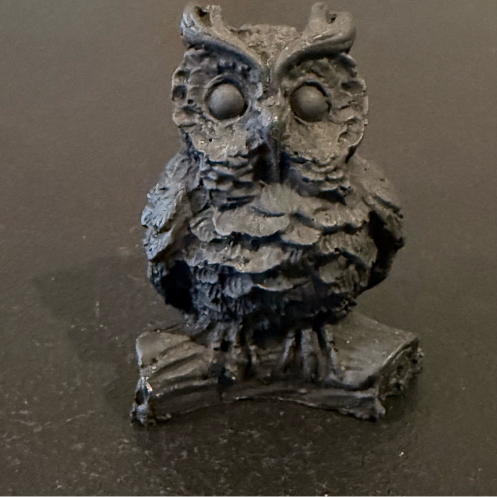 Unique Vintage Deco Small Owl Stone Figurine EUC